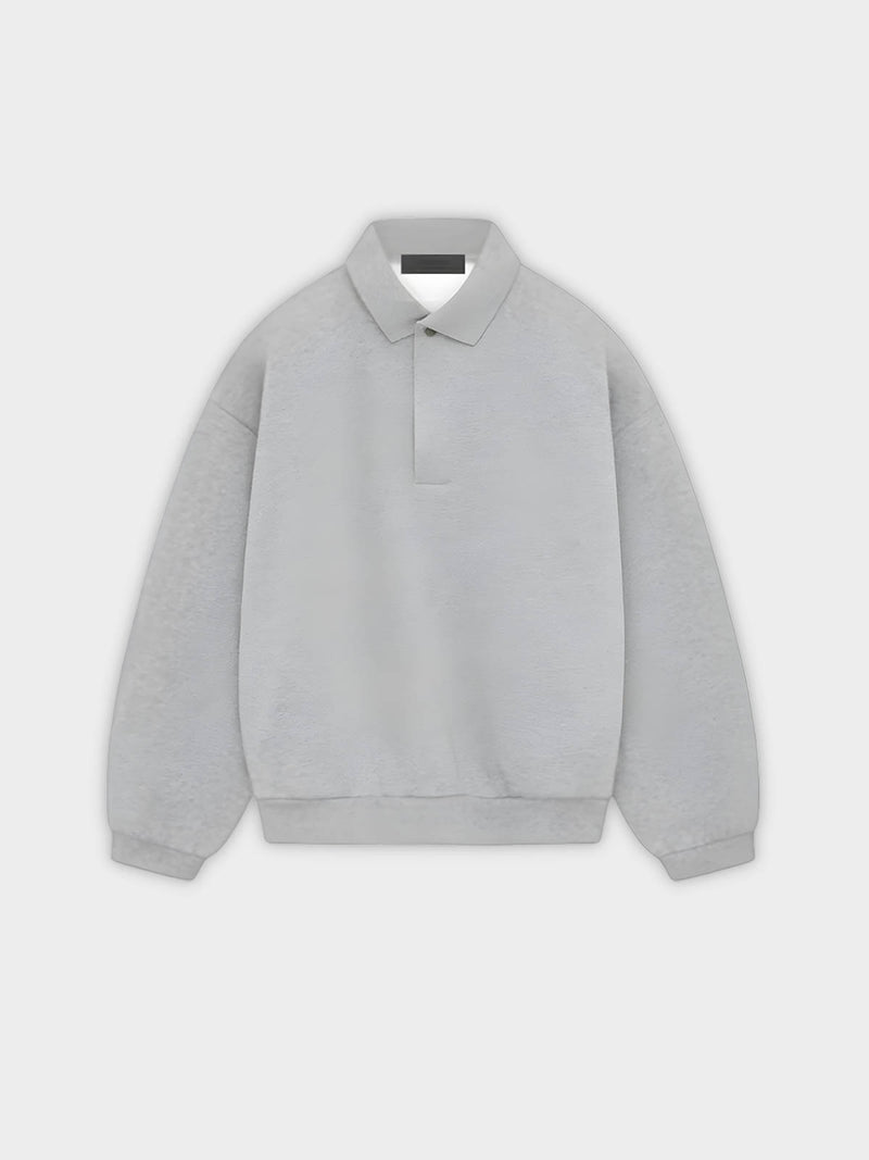   Fear Of God Essentials Long Sleeve Polo Light Heather Grey (SP24) - GENESIS17 