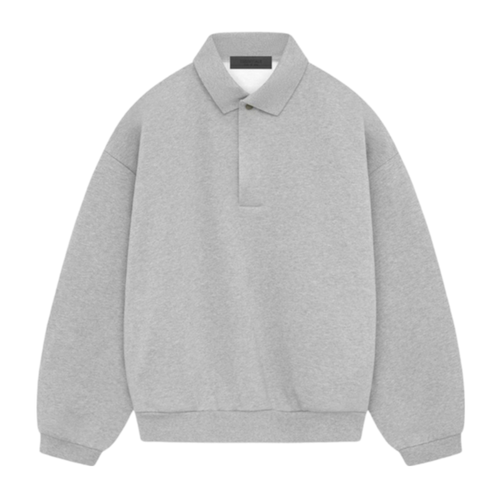   Fear Of God Essentials Long Sleeve Polo Light Heather Grey (SP24) - GENESIS17 