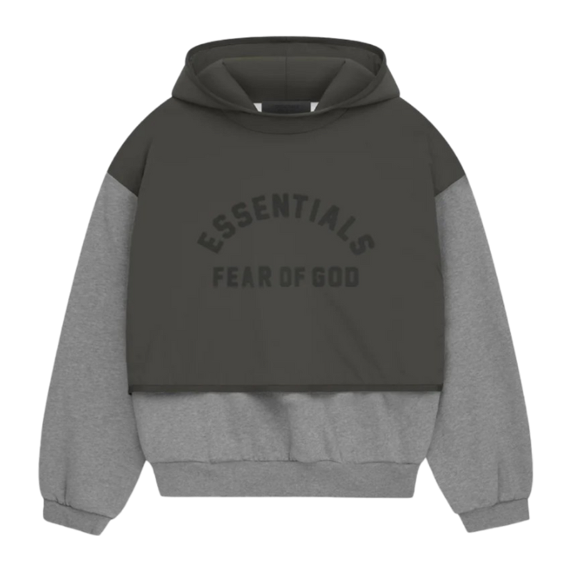   Fear Of God Essentials Hoodie Nylon Fleece Dark Heather Oatmeal / Ink (SP24) - GENESIS17 