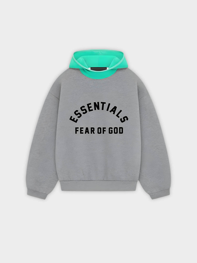   Fear of God Essentials Hoodie Nylon Fleece Hoodie Dark Heather Oatmeal/Mint (SS24) - GENESIS17 